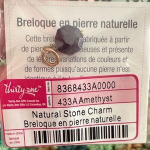 Thirty-One Amethyst Stone Charm with Gold Loop